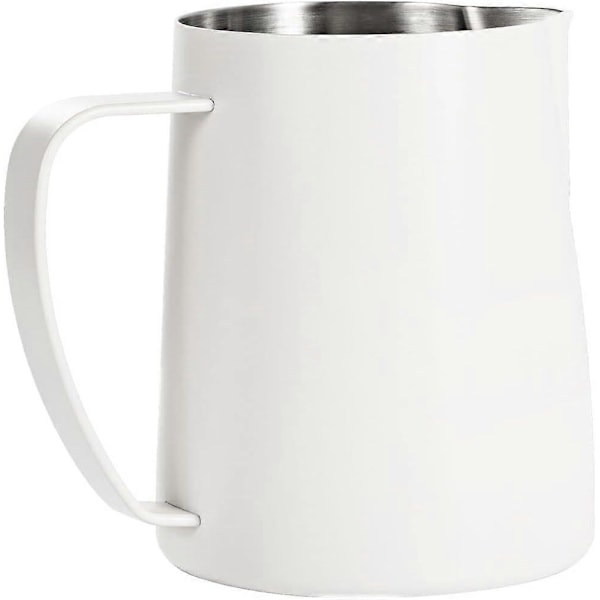 Mælkeskummer, 600 ml espressokande i rustfrit stål, kaffedampkander Mælkekande Latte Art, hvid