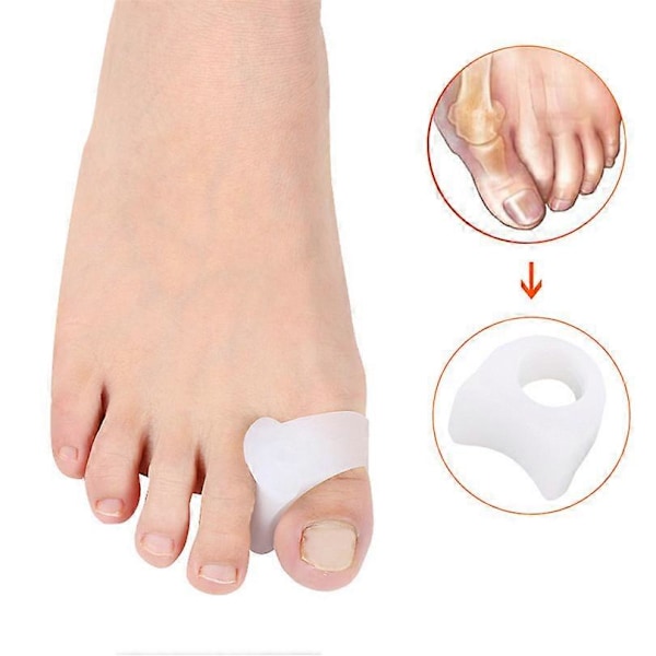4-pack Gel Tåseparator (Vit) för Överlappande Tår, Hallux Valgus, Stortåjustering, Stöd & Mellanlägg