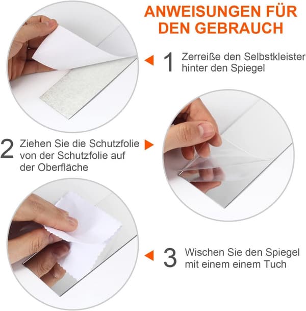 DIY Spegelremsor Väggdekaler, Självhäftande, Icke-Glas, 5 Delar