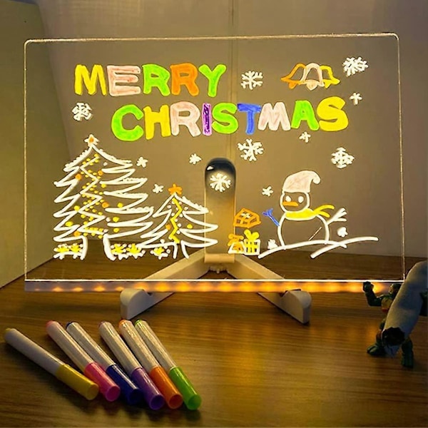 Klar Akryl Whiteboard för Skrivbord LED Meddelandetavla 30 x 20 cm