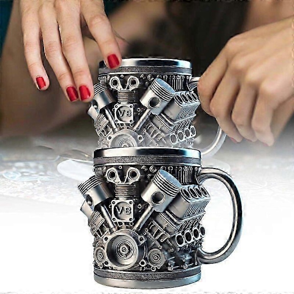 (V6)V8 Motorer Rostfri Kopp, Personlig V Rostfri Kaffemugg