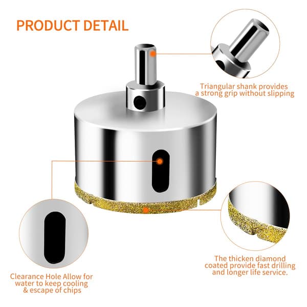 40 mm diamant hulsav med centreringsguide borebit, flisehulsav med diamantbelægning, diamantkernebor til glas, fliser, keramik, marmor, gra