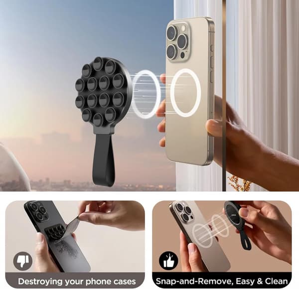 Sugproppsfäste, Magnetisk sugtelefonfodral Sticky Grip för väggduschspegelbil