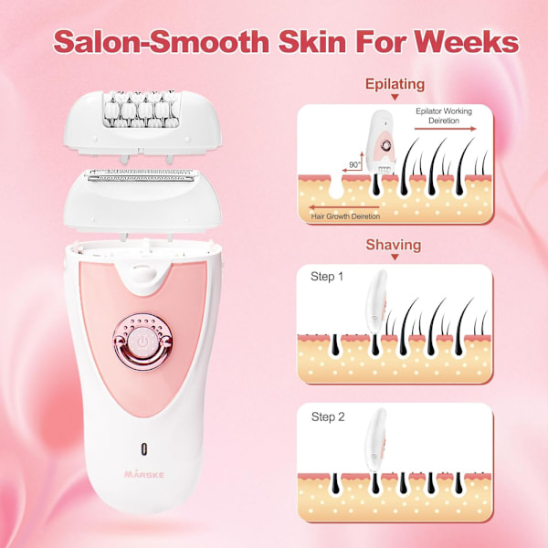 2025 Seneste Model Total Dækning Epilator, Elektrisk Pincetsystem, Pink