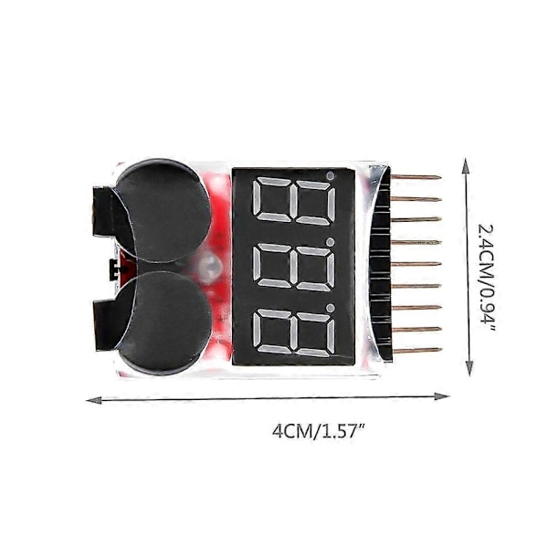 1S-8S Batteritester, RC Batteri Alarm Buzzer Lipo Checker med LED til Lipo, Li-ION, Li-Fe Batteri Fonepro