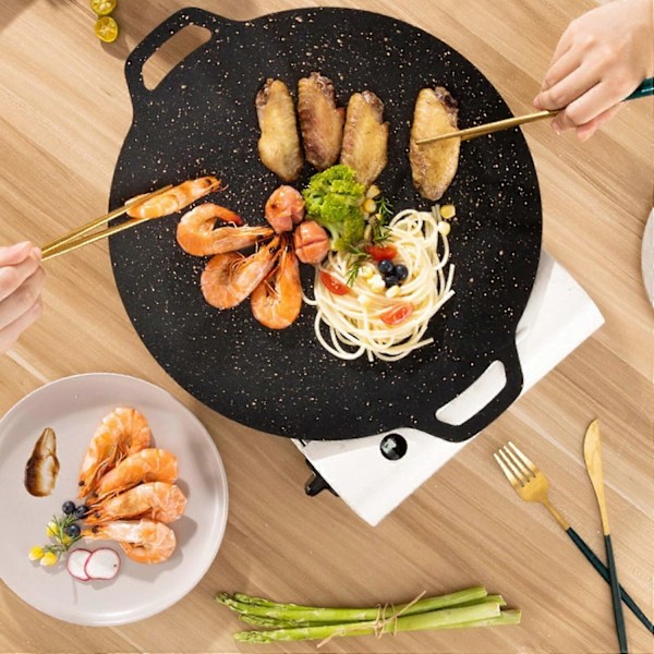 28cm Koreansk BBQ Grillpanna - Non-stick Cirkulär Grillplatta för Inomhus/Utomhusbruk