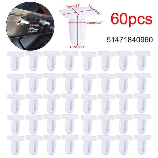 60 kpl kynnyslistan kiinnikkeitä 51471840960, yhteensopiva BMW E30 E32 E34 E36 E38 E39 E46 Z4 E81 E82 E84 E63 E64 E65 -malleihin