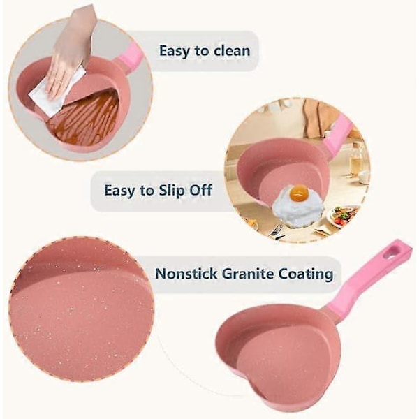Mini Non-stick Hjärtsformad Granitbelagd Äggpanna för Ägg Pannkakor