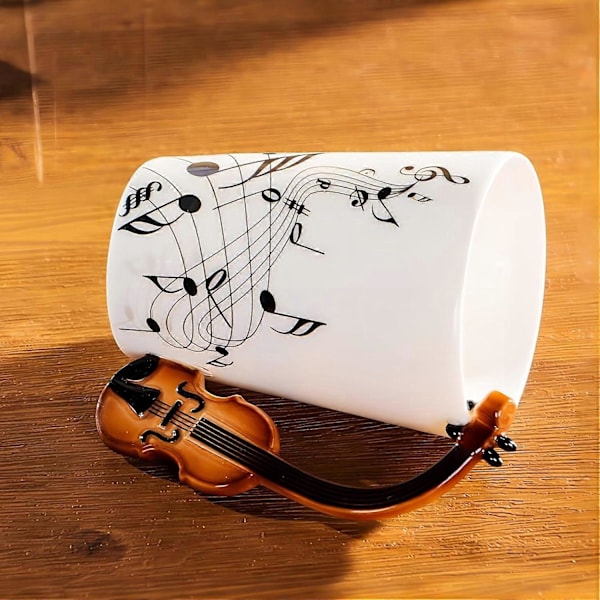 Kreativ Musikk Krus Fiolin Stil Gitar Keramisk Krus Kaffe Te Melk Kopp med Håndtak Kaffekrus Nyhetsgaver (fiolin)