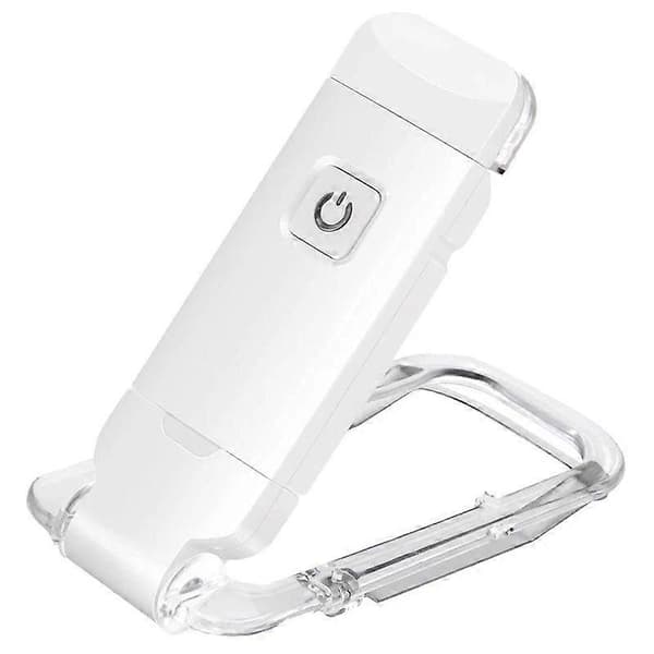 Hvid USB Genopladelig Boglampe til Læsning i Sengen, Justerbar Lysstyrke, LED Clip-on Boglæselamper