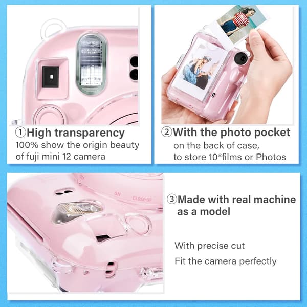 Fuji Instax Mini 12 Instax-kamera - Hardt PVC-beskyttelsesdeksel