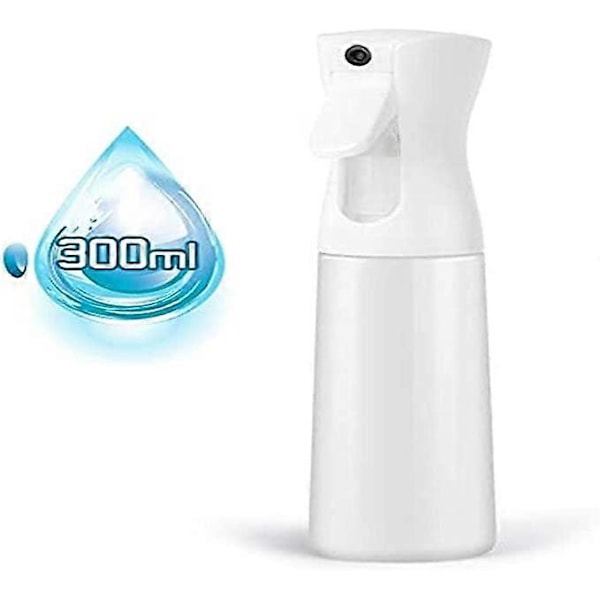 Hanmir Finfördelad Sprayflaska Vit (Bred) Kontinuerlig Vattensprayflaska Frisörspruta 300ml/10 Oz för Frisering, Hudvård, Vattning av Växter