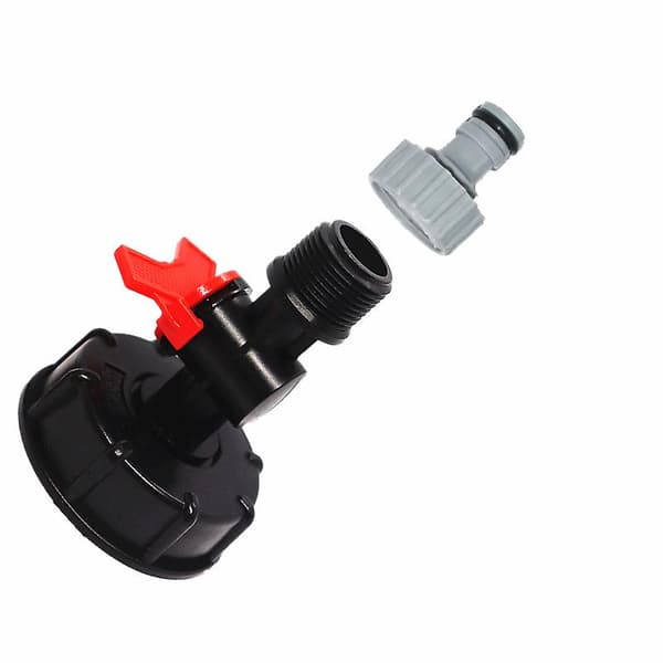 S60x6 IBC Vanntank Adapter Ventil Kran Tank 1000 Liter 3/4\" Hageslange