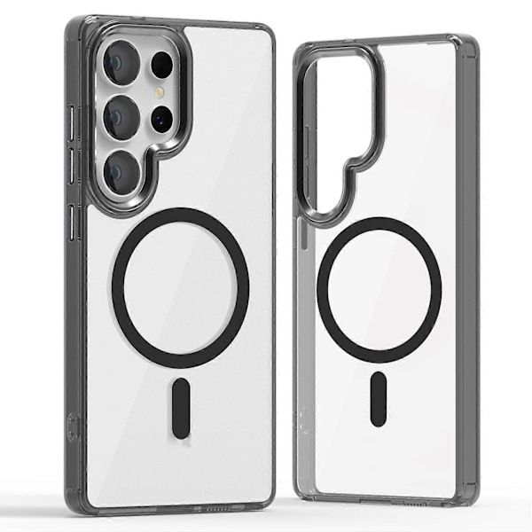 (Svart) För Samsung Galaxy S25 Ultra Skal Kompatibelt med MagSafe TPU+PC Transparent Mobilskal Svart