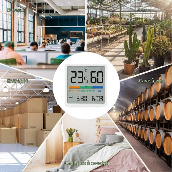 (Vit) Hygrometer Inomhus Termometer, Digital Bords Termometer med Temperatur- och Luftfuktighetsmätare, Exakt Luftfuktighetsmätare Rumstermometer med