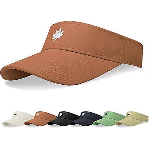 Solhatt Dam-Unisex Visir Keps, Lönnlöv Broderad Justerbar Golfkeps Lämplig För Utomhussporter Orange