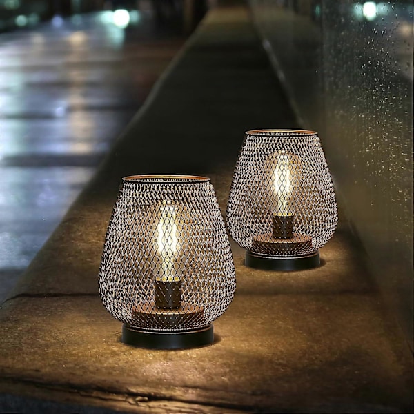 Bordlamper i metall, batteridrevet, trådløs aksentbelysning med LED Edison-pære, sett for soverom, hjem, bryllupsfest, uteplass