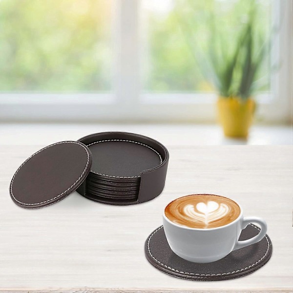 Nahkaiset lasinaluset, käsintehty design, pöytälevyn suojaukseen