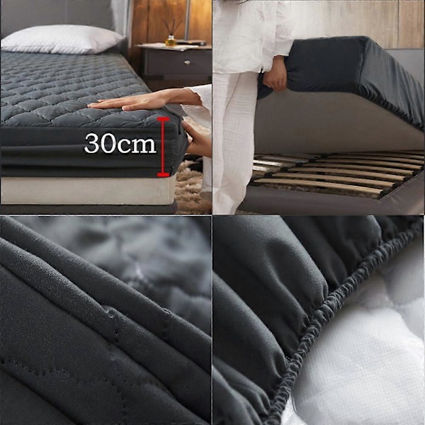 Ultra blødt microfiber lagen med elastik, tykt madrasbeskyttelseslagen til madrasser op til 30 cm høje, 180*200cm
