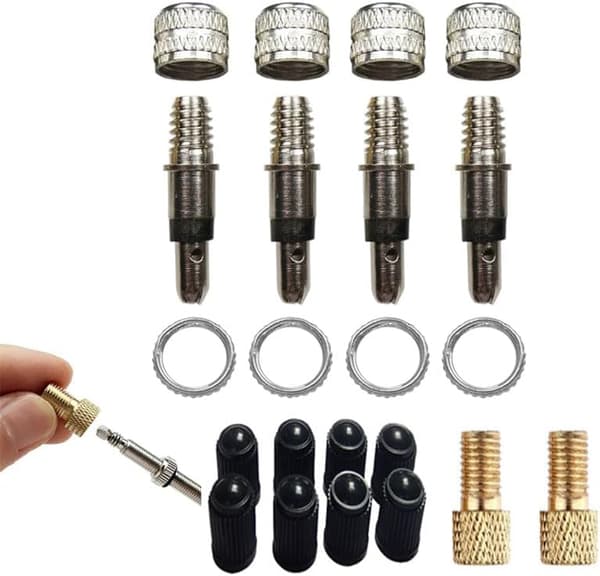 22-delt cykelventil reparationssæt i sølv, 24mm x 10mm x 9mm
