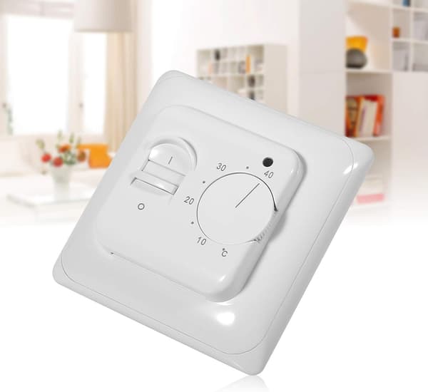 Manuell golvvärmetermostat 220v 16a, elektrisk golvvärmekontroller mekanisk rumstermostat med golvsensor