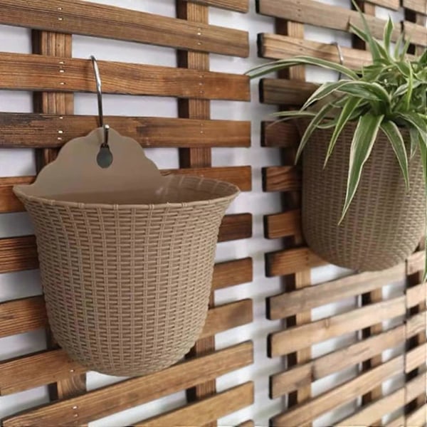 Hängande väggkruka i harts, vertikal trädgård, levande väggfäste, fönsterhängare, inomhus- och utomhusväxt, blomkorg för staket, balkong eller räcken, display H