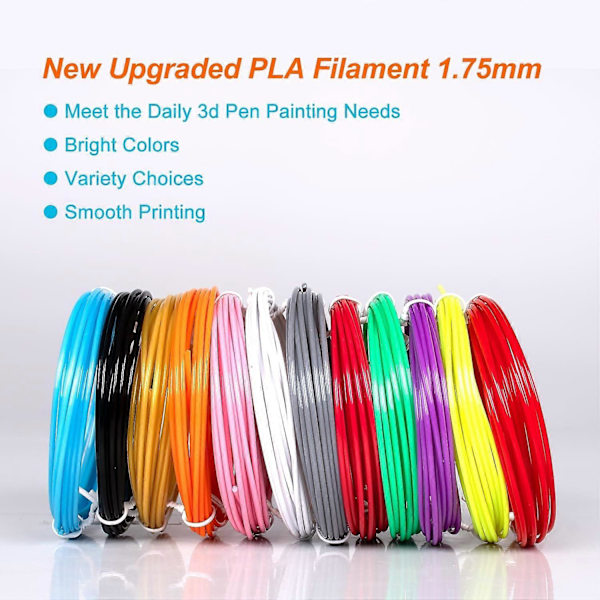 12 Farver 3D Pen Filament Refills til Børn 1.75mm