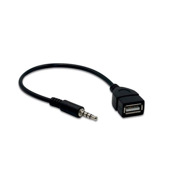 USB-stik, AUX, 3,5 mm stik til lyddata-opladningskabel sort