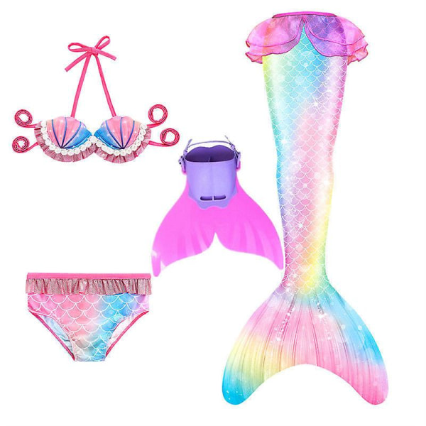 3/4 set flickbadkläder Mermaid Tail Bikini