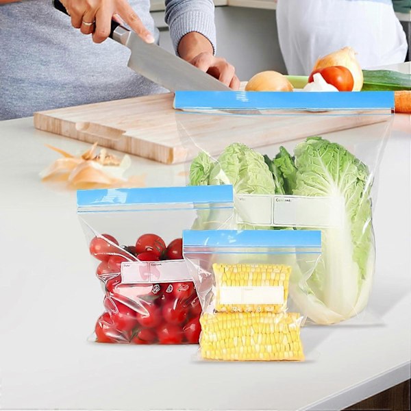 Ziplock-påsar, 3 storlekar återanvändbara fryspåsar, matförvaringspåsar för snacks, frukt, kött, grönsaker, spannmål (70 st.)