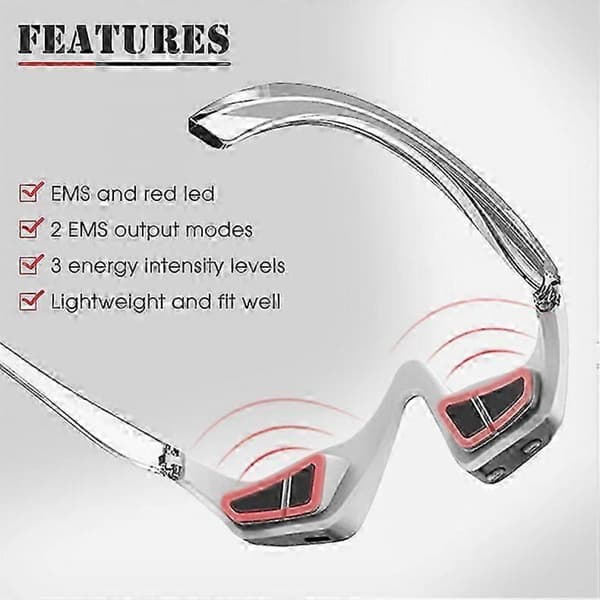 Under Eyes Red Light Therapy Massager Briller, Mikrostrøm Skønhedsapparat Under Øjenmassager Anti-Aging Øjenposefjerner