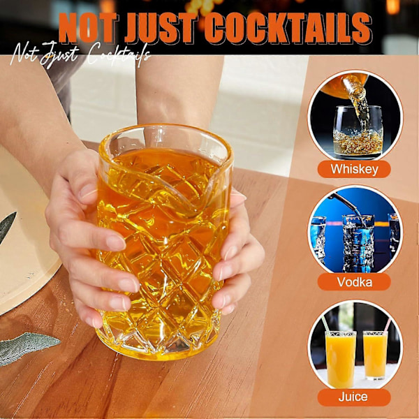 4 stk. Krystal Cocktail Mixing Glas med Tyk Bund og Sømløst Design til Hjemmebartender 50 cl