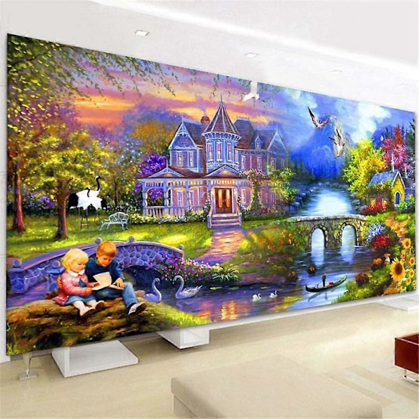 5D Timanttimaalaus Täysi Suuri Maisema Timantti Kristalli Strassi Kirjonta Kuvat Sisustus Olohuoneen Seinätarra (120 x 50cm)
