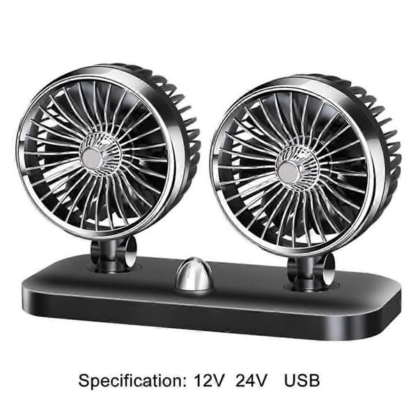 (12V) Bærbar Elektrisk Bilventilator 12V/24V Auto Køleluftcirkulator med Gummipude