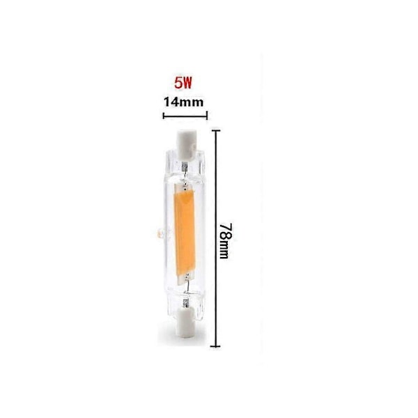 2 st 78MM 5W 220V LED-lampa R7S hög ljusstyrka dubbelsidig COB-glasmodelllampa ersätter halogenlampor, låg energiförbrukning kallt vitt ljus