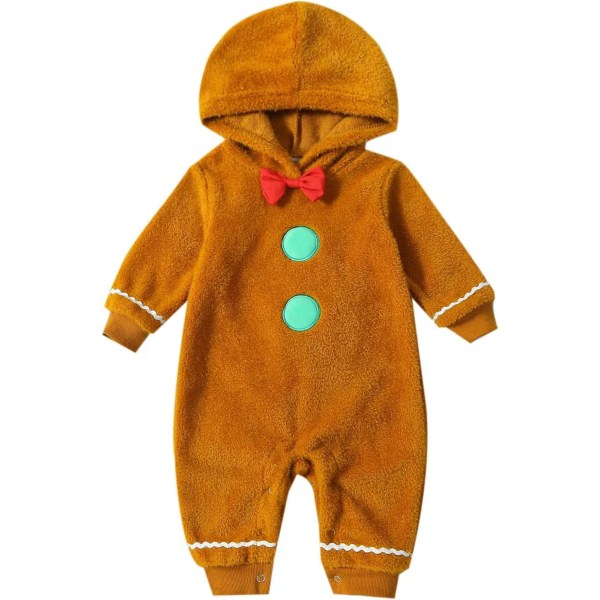 Toddler Baby Pojke Flicka Juldräkt Pepparkakor Man Hooded Fuzzy Z