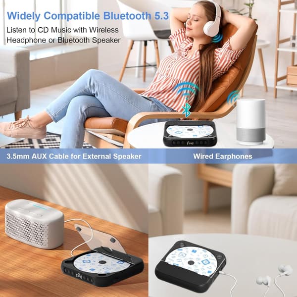 KC-918 CD-spiller med LCD-skjerm Bærbar Bluetooth-høyttaler Lydrepeater for hjemmebil