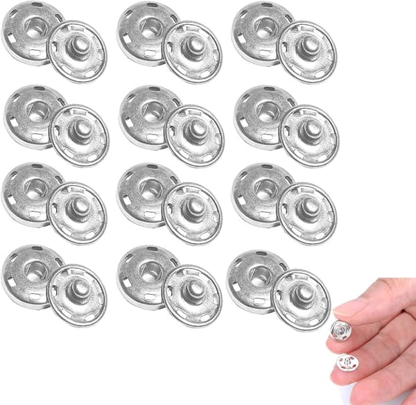 12 sæt 21 mm metal trykknapper til tøj, håndtasker, DIY