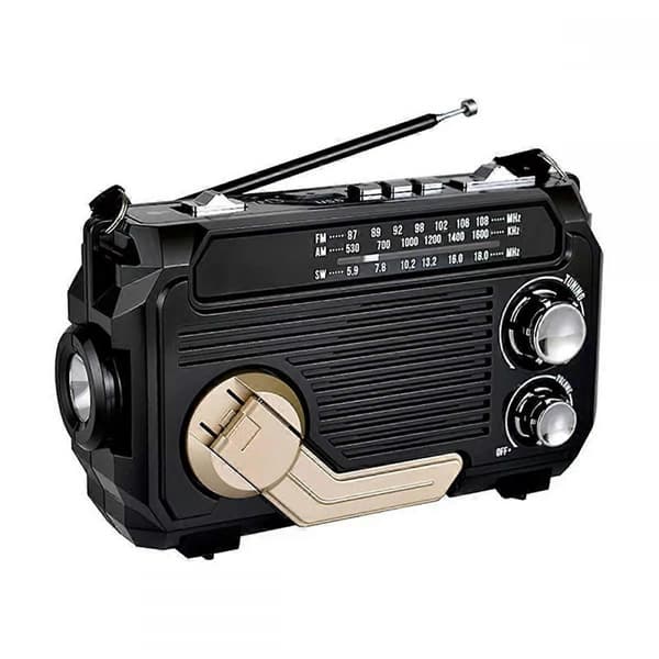 FM AM SW Radio Solcellelading Nødradio Mottaker Håndsveiv Bluetooth 5.2 Støtte TF USB Rand