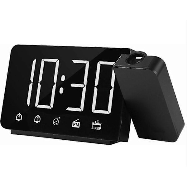 Blå Projektionsväckarklocka, Dubbel Alarmtid, LED-Display Elektronisk Klocka, Neutralt Vitt Ljus, Lämplig för Sovrum, Vardagsrum