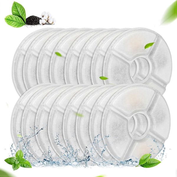 16-pack Ersättningsfilter för vattenfontän för katter, Filter för kattfontän, Ersättningsfilter för kattfontän för 81 oz/2,4 L Rund Vattendispenser i Rostfritt Stål
