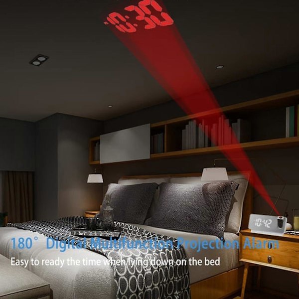 Projektions Digital Väckarklocka för Sovrum LED Väckarklocka för Sovrum med USB-Laddningsport