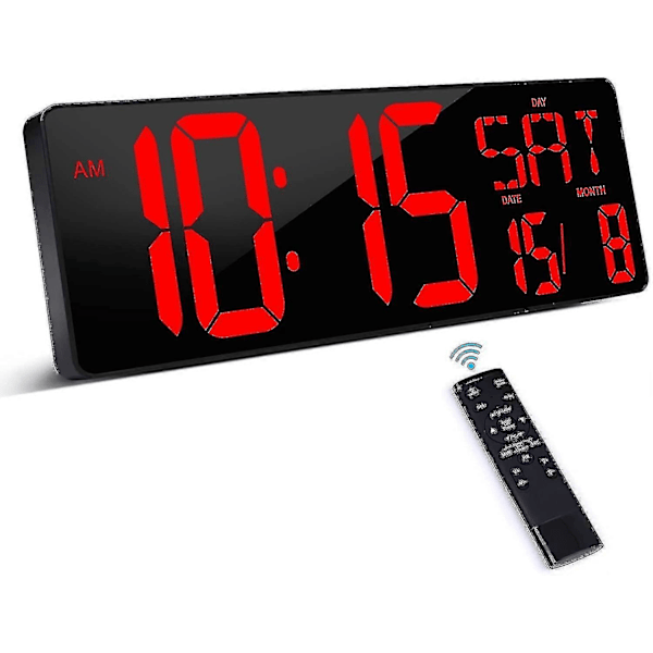 Digital väggklocka med fjärrkontroll, 16,5 tums LED digital väckarklocka, nedräkningstimer med stor display