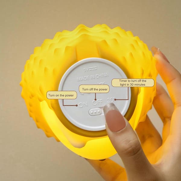 5V1A 3.5W Durian Silikone Lampe Blødt Natlys Farverigt Gradient Lys 30 Minutters Timer