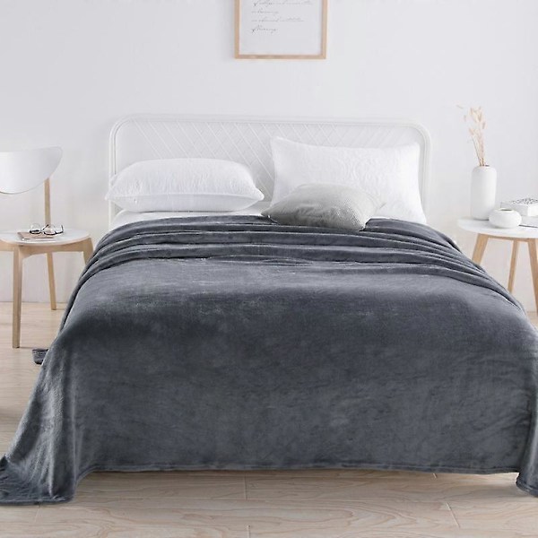(Grå 200x230cm) Flanel Tæppe Aircondition Tæppe Koral Sofa Tæppe