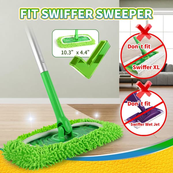 6 stk. gjenbrukbare mikrofibermoppputer kompatible med Swiffer Sweeper Mop, våt- og tørrmopptrekk, erstatningsmoppputer for overflater