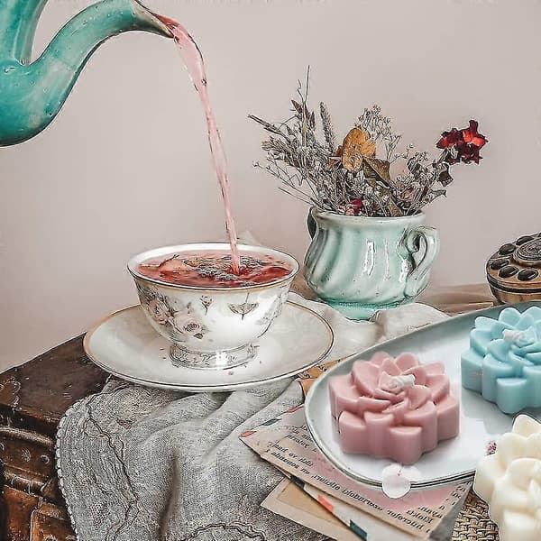 4 hulrom silikon såpeform, blomsterformet sjokoladekake bakeform, DIY såpehåndverk