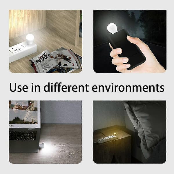 stk USB Plugg Lys Datamaskin Mobil Strøm Lading USB Liten Boklampe LED Øyebeskyttelse Leselys Liten Rund Nattlampe