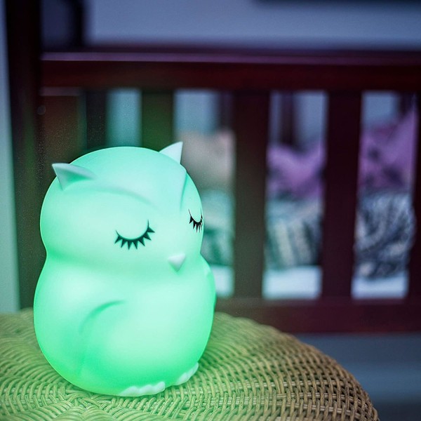Lumipet Ugle Nattlampe for Barn, Kosevennlig Nattlys for Baby og Småbarn, Silikon LED Lampe, Fjernkontroll, Kawaii Dekor, USB Oppladbart Batteri