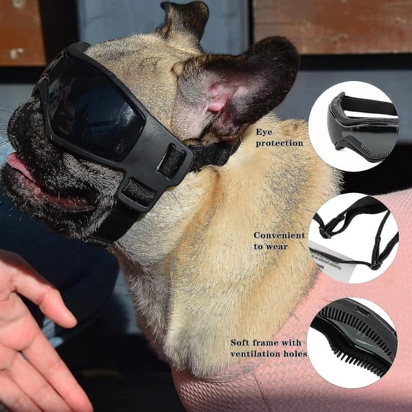 (Svart) Hundbriller for små hunderaser, lett å bruke UV-solbriller for små/middels valper Black
